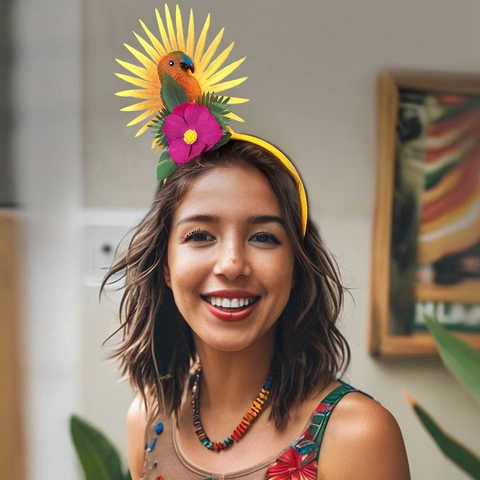 LED Papegaai Hoofdband Hawaïaanse Tropische Bloem Haarklem Party Accessoire Luau Carnaval Hoofddeksel Voor Vrouwen Meisjes