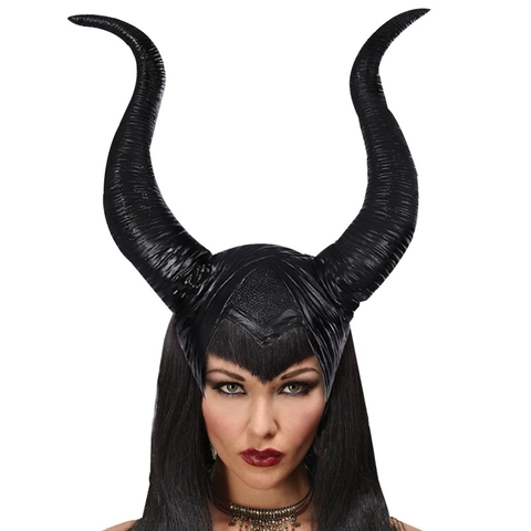 Copricapo con Corna da Diavolo Nero Halloween Cosplay Cappello con Corna Texture a Spirale Accessorio Costume da Festa