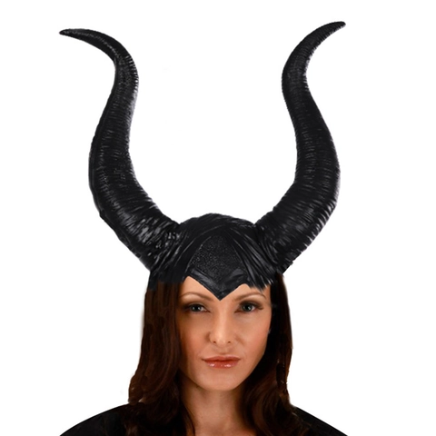 Copricapo con Corna da Diavolo Nero Halloween Cosplay Cappello con Corna Texture a Spirale Accessorio Costume da Festa