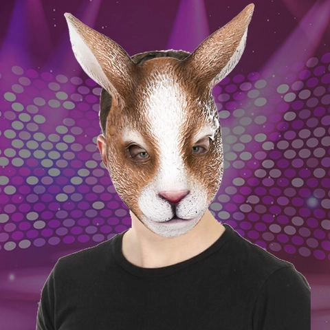Realistische Tiermaske PU-Schaum Vintage Hase Alpaka Halbgesicht Kopfbedeckung Für Halloween Ostern Karneval Party Cosplay Requisiten