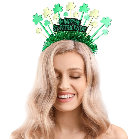 St Patrick's Day Stirnband Grün Kleeblatt Bierkrug Lametta Glitzer Lucky Buchstabe Feiertag Party Kostüm Haarschmuck
