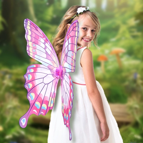 Schmetterlingsflügel Kostüm Fee Farbverlauf Polyester Netz Für Kinder Ostern Cosplay Party Verkleidung Requisite Blumen
