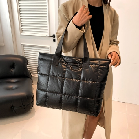 Gesteppte Puffer Tote Bag Große Kapazität Leichte Schulterhandtasche Für Frauen Lässige Reisen Schicker Stil