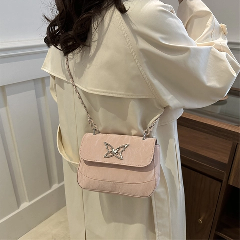 Bolso de Hombro de Moda para Mujer con Hebilla de Mariposa Bolso Cuadrado Pequeño Cuero PU Cadena Bandolera Y2K Chic Textura Mármol