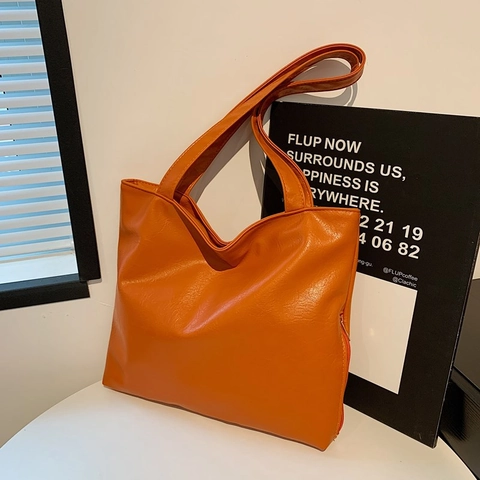 Bolso de Hombro de Nailon de Color Sólido Vintage Gran Capacidad Bolso de Axila Mujer Diario Casual Bolso Tote Cremallera
