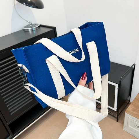 Borsa Tote in Tela da Donna con Stampa a Lettere di Moda Borsa a Tracolla Casual di Grande Capacità con Tracolla Regolabile