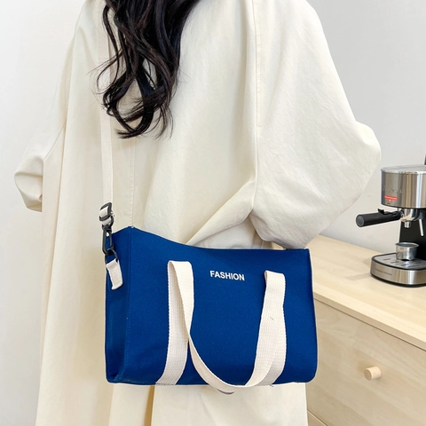 Borsa Tote in Tela da Donna con Stampa a Lettere di Moda Borsa a Tracolla Casual di Grande Capacità con Tracolla Regolabile