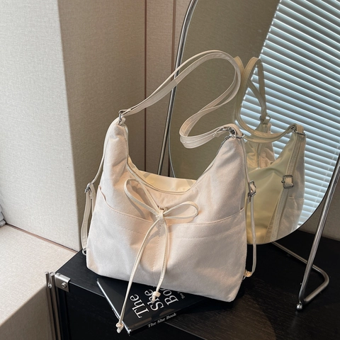 Vintage Hobo Tasche Aus Wildlederimitat Große Kapazität Schultertasche Mit Schleifendekoration Für Damen Retro