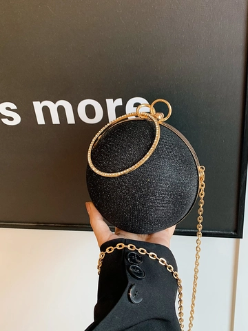 Kugelförmige Abendtasche Glitzer Pailletten Runder Metallgriff Strass Kettengurt Party Clutch Für Damen Elegant