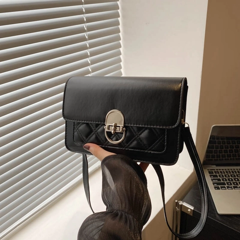 Bolso de Hombro para Mujer Minimalista de Cuero PU Moda Acolchado Bolso Bandolera Cuadrado Pequeño Con Correa Ajustable Cierre de Metal Regalo