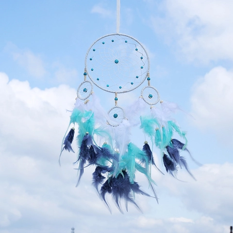 Acchiappasogni Bohemien Fatto a Mano con Piume Decorazione da Parete con Luce LED Stile Etnico Retrò Regalo per la Casa