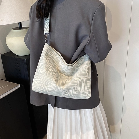 Bolso de Hombro de Nylon con Patrón Geométrico de Gran Capacidad para Mujer Bolso Tote Jacquard Informal para Diario