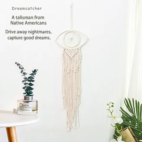 Evil Eye Traumfänger Makramee Wandbehang Handgefertigt Baumwollseil Quaste Boho Nordischer Stil Deko Ornament