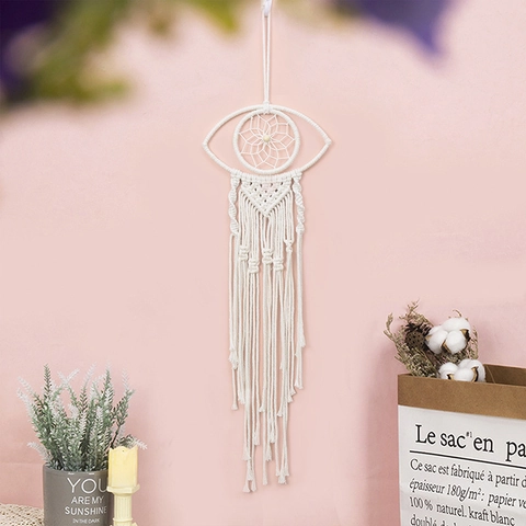 Evil Eye Traumfänger Makramee Wandbehang Handgefertigt Baumwollseil Quaste Boho Nordischer Stil Deko Ornament