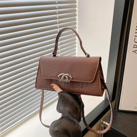 Damen Umhängetasche PU Leder Krokodilmuster Tragegriff Überschlag Schultertasche Chic Minimalistisch Modisch Elegant