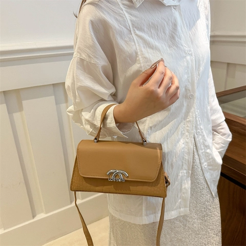 Damen Umhängetasche PU Leder Krokodilmuster Tragegriff Überschlag Schultertasche Chic Minimalistisch Modisch Elegant