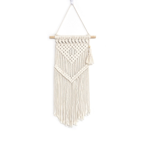 Handmade Bohemian Macrame Wall Hanging Tapestry Cotton Rope Woven Geometric Tassel Art For Home Living Room Bedroom Decor