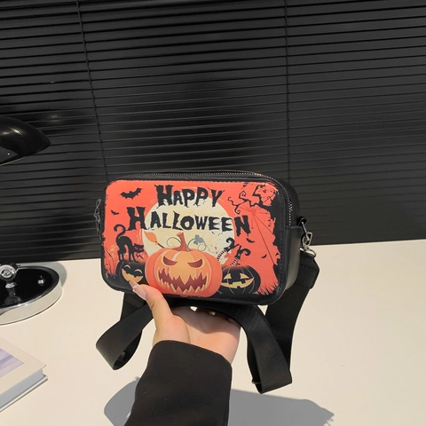 Borsa A Tracolla In Pelle PU Tema Halloween Per Donna Piccola Borsa Quadrata Con Tracolla Larga Regolabile