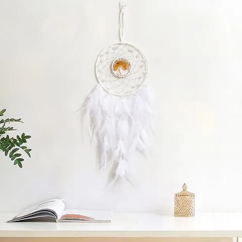 Acchiappasogni Albero Della Vita In Piume Bianche Fatto A Mano Da Appendere Arredo Boho Camera Regalo Romantico
