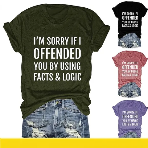 Slogan Graphic Print Women Short Sleeve T-Shirt Cotton Blend Round Neck Loose Fit Casual Summer Tee Top For Everyday Style