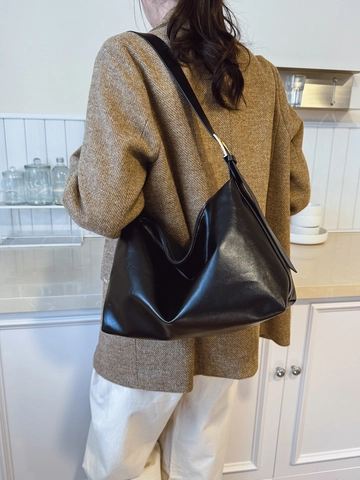 Hobo Shoulder Bag PU Leather Large Capacity Minimalist Commuter Handbag For Women Solid Color Retro Winter Style