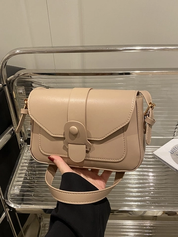 Women Minimalist PU Leather Small Square Shoulder Bag Flip Cover Crossbody Bag Modern Fashion Versatile Handbag For Daily