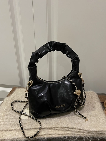 Sac À Main Femme À Poignée Plissée Similicuir Brillant Sac Bandoulière Chaîne Dorée Sac Porté Épaule Vintage Hobo