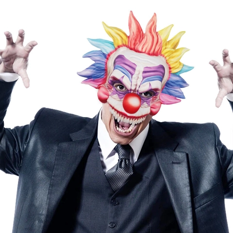 Horror Halloween Clown Mask For Adults EVA Multicolor Spiky Hair Scary Evil Joker Masks For Cosplay Costume Party Props Decoration