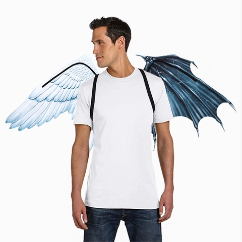 Engel En Demon Vleugels Voor Cosplay Halloween Feest Asymmetrische Niet-geweven Stof Kostuum Accessoires Voor Volwassenen Opvouwbaar