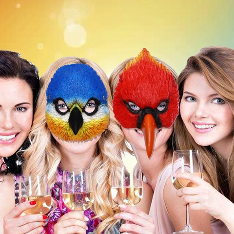 Realistische Vogelkopfmaske PU-Schaum Tier Cardinal Papagei Kostüm Für Halloween Karneval Party Cosplay Requisiten