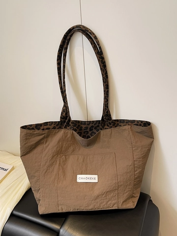 Leopard Print Tote Bag Large Capacity Cloth Shoulder Bag Casual Urban Fashion Handbag Minimalist Retro For Women
