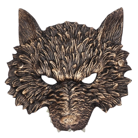 Maschera Lupo Mannaro Vintage in PU Texture Metallica Bronzo Argento Halloween Cosplay Party Puntello Costume Maschera