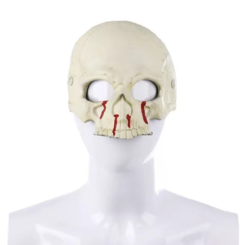 Halloween Schädel Halbmaske Horror Blutig Knochentextur PU Kunststoff Cosplay Karneval Maskerade Kostüm Requisiten
