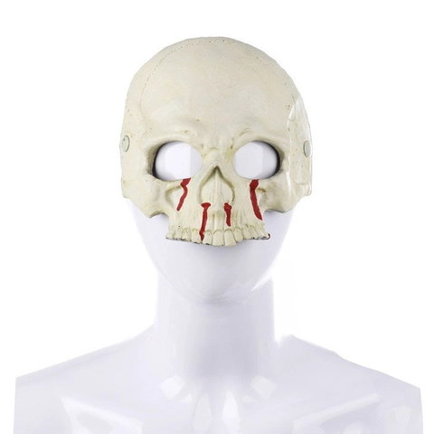 Halloween Schädel Halbmaske Horror Blutig Knochentextur PU Kunststoff Cosplay Karneval Maskerade Kostüm Requisiten