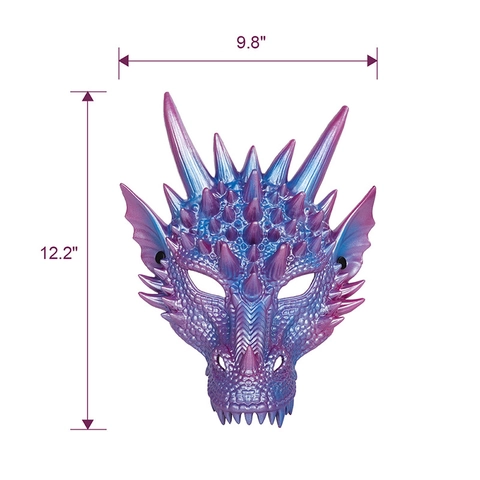 3D Dragon Mask Purple Blue Gradient RP Foam Mythical Creature Mask For Halloween Cosplay Masquerade Party Costume Props