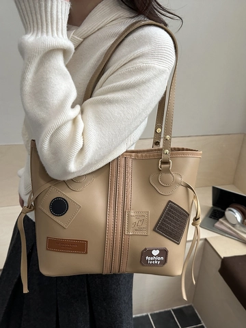 Bolso Tote Vintage Mujeres Gran Capacidad Cuero PU Patchwork Bolso De Hombro Moda Simple Casual Diario Trabajo