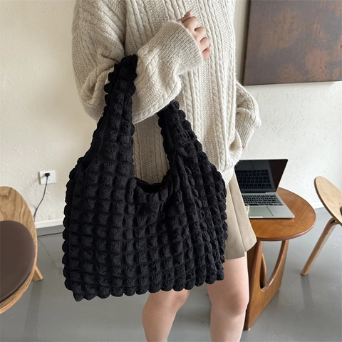 Damen Blasenstruktur Schultertasche Große Kapazität Achseltasche Urban Minimalistisch Lässig Weiche Tragetasche Handtasche