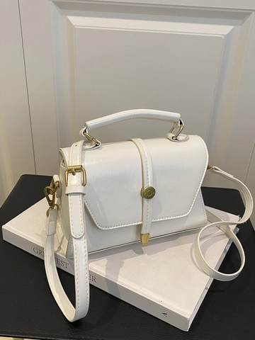 Bolso de Hombro Casual de Cuero PU para Mujer Urbano Minimalista Bolso Bandolera con Solapa Correa Desmontable Herrajes Oro