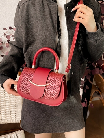 Borsa A Spalla Da Donna Pelle PU Trama Intrecciata Fibbia A Mezzaluna Dorata Manico Superiore Borsa A Tracolla Versatile
