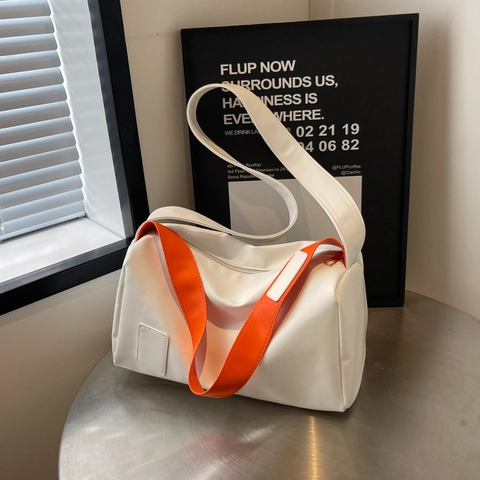 Borsa A Spalla Da Donna Minimalista In Pelle PU Forma Boston Grande Capacità Tracolla Larga A Contrasto Borsa Alla Moda