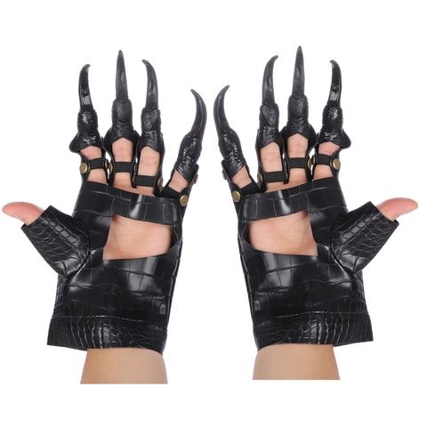 Γάντια με Νύχια Δράκου για το Halloween Γοτθικό Πριτσίνι Δέρμα PU Μοτίβο Κροκόδειλου Μακριά Νύχια Cosplay Αξεσουάρ