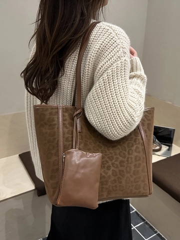 Leopardenmuster Große Kapazität Tragetasche PU Leder Damen Handtasche Mit Kleiner Tasche Pendler Umhängetasche Retro Stil