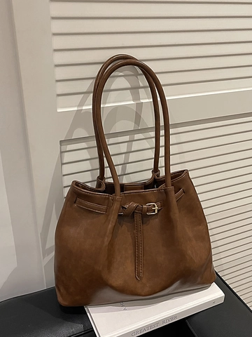 Grand Sac Fourre-Tout En Cuir PU Vintage Minimaliste Sac À Main À Bandoulière Pour Femmes Quotidien Décontracté