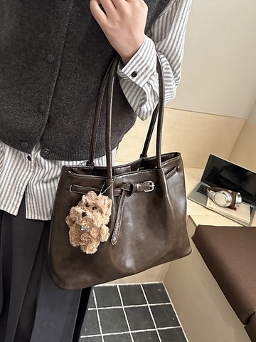 Grand Sac Fourre-Tout En Cuir PU Vintage Minimaliste Sac À Main À Bandoulière Pour Femmes Quotidien Décontracté