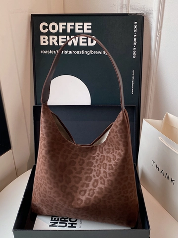 Borsa Hobo Da Donna Con Stampa Leopardata Grande Capacità Borsa A Spalla In Pelle PU Tote Retrò Casual Moda Versatile