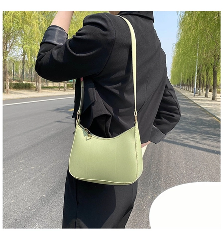 Minimalistische PU Leder Halbmond Unterarmtasche Für Damen Mode Einfarbig Kleine Umhängetasche Mit Reißverschluss Pendler Handtasche