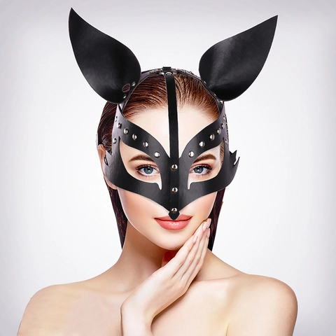 Máscara de Zorro Sexy de Cuero PU Con Remaches Decoración Cosplay Fiesta Mascarada Gótica Media Máscara Para Mujer Accesorio de Disfraz