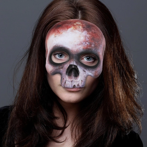 Realistische Skelett Halbmaske EVA Material Horror Bluteffekt Halloween Party Cosplay Kostüm Requisite