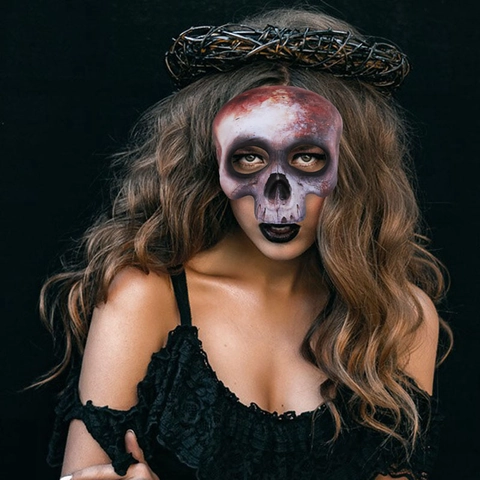 Realistische Skelett Halbmaske EVA Material Horror Bluteffekt Halloween Party Cosplay Kostüm Requisite