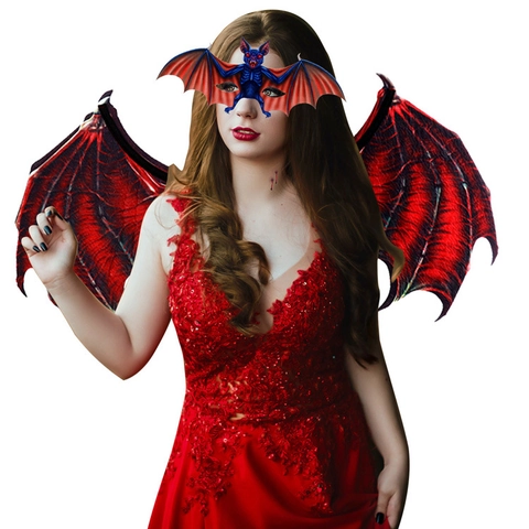 Ali Di Pipistrello E Maschera Di Halloween Oggetti Di Scena Per Costumi Da Vampiro Per Adulti Bambini Carnevale Festa Tessuto Non Tessuto